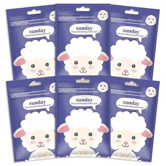 Kaely 6 Pack Animal Character Sheet Masks, Face Masks for Kids Teens Skin Care, Korean Soothe Facial Mask for All Skin Types, Girls Night Skincare Spa Party, Birthday Gifts for Women Men, Set07