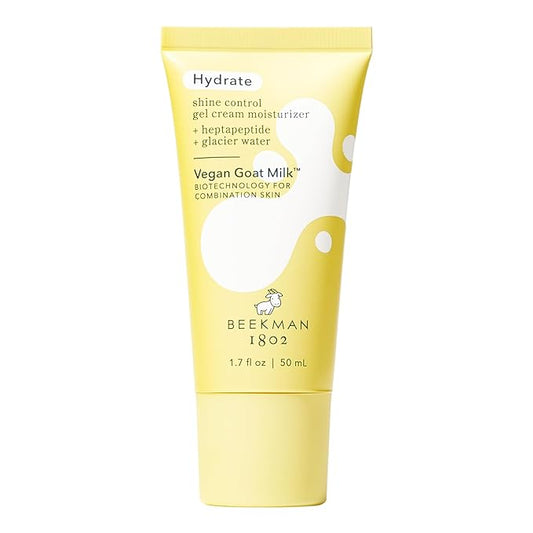 Beekman 1802 Shine Control Gel Cream Face Moisturizer - Non-Comedogenic - 1.7 fl oz - Controls Shine - With BioMilk, 1% Heptapeptide & Glacier Water - Good for Sensitive Skin