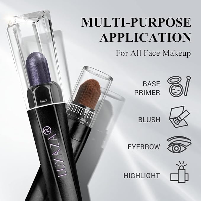 6 PCS Neutral and Brown Metallic Eyeshadow Stick Pencil Crayon,Champagne Shimmer Cream Eye Brightener Stick Highlighter Makeup,Pro Waterproof & Long Lasting