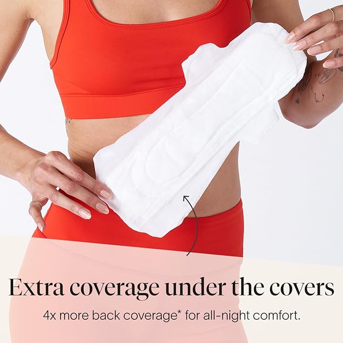 Cora 100% Organic Cotton Topsheet Pad | Ultra Thin Period Pads with Wings | Extra Heavy Overnight Absorbency | Unscented Ultra-Absorbent Sanitary Pads for Women (24 Count)