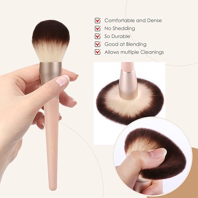 Professional Face Makeup & Foundation Brush Set 5Pcs, Premium Base Brush Kit For Face, Foundation Brush Blush Brush Blurring Angled Liner Crease Brush