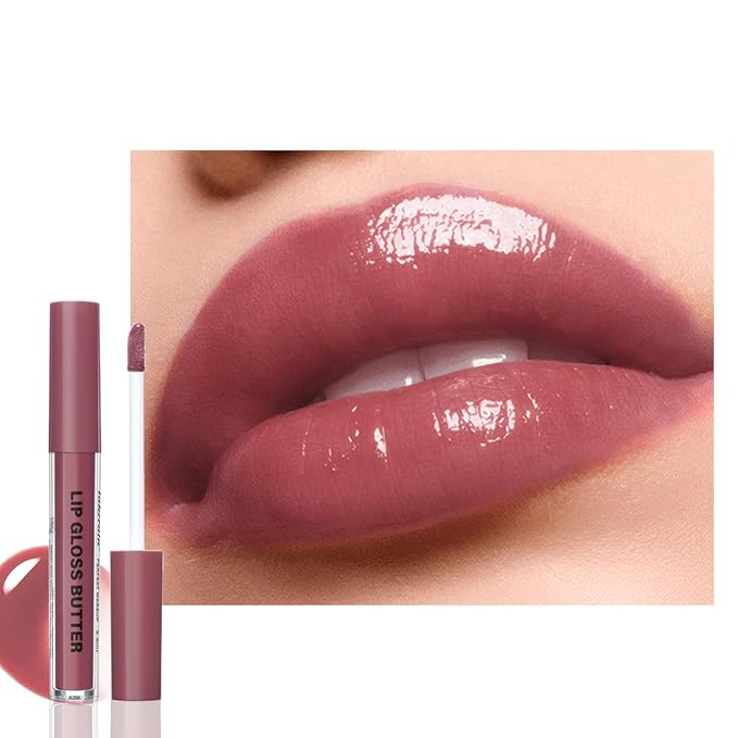 Brown Nourishing Lip plumper Gloss, Purple Moisturizing High Shine Lip Glow Oil, Long Wear Hydration Mini Liquid Lipstick Makeup, Fresh Lightweight Glossy Plumping Lip Gloss for Women (12#)