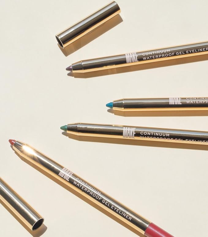 MAKE Beauty Continuum Waterproof Gel Eyeliner Pencil. Creamy, Pigmented Multi-Use, including Waterline with Built-in Sharpener and Blending Brush. Smudge-Proof Makeup. Shade - Celestial, Champagne