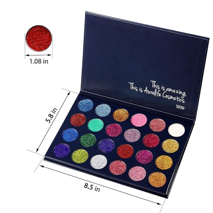 24 Color Pressed Glitter Eyeshadow Palette - Mineral Ultra Shimmer Makeup Palette Eye Shadow Powder Long Lasting Waterproof