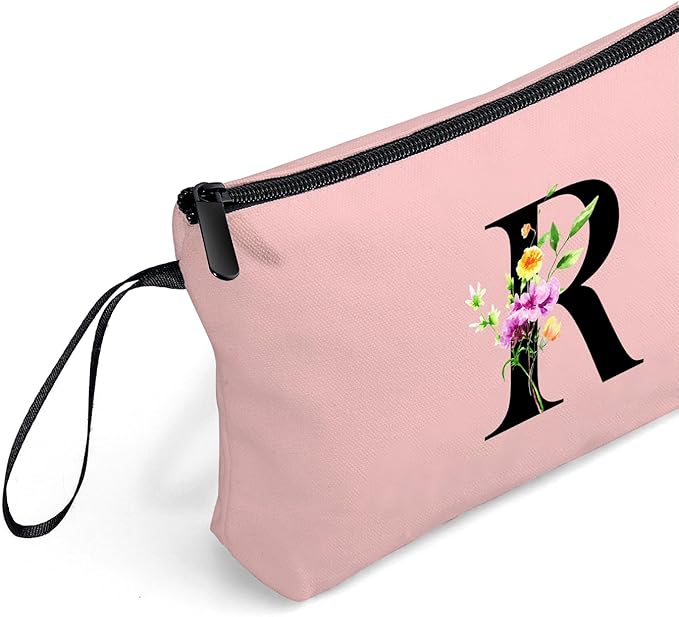 Women Birthday Maid of Honor Monogrammed Gifts for Bride Bridesmaid Sister Friend Her Teacher Makeup Cosmetic Bag with Mirror Mothers Day Christmas Graduation R