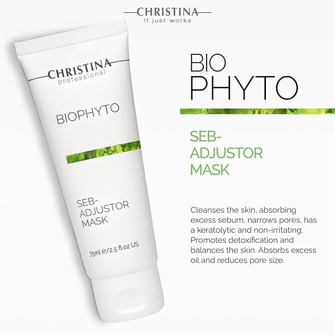 -CHRISTINA- Bio Phyto Seb-Adjustor Facial Mask with Moisture Complex | Face Masks Skincare Targets Acne, Blackheads, and Oiliness | Clears and Balances Skin | Suitable for All Skin Types 75ml