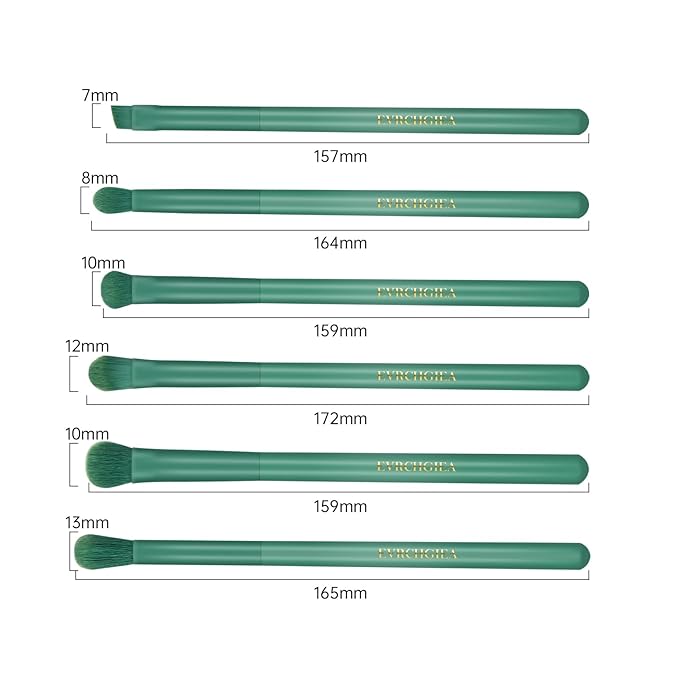 Eye Makeup Brush Set, 6 Pcs Professional Blending Eyeshadow Makeup Brushes for Concealer Eyebrows Eyeliner, Soft Hairs & Wood Handle (green)…