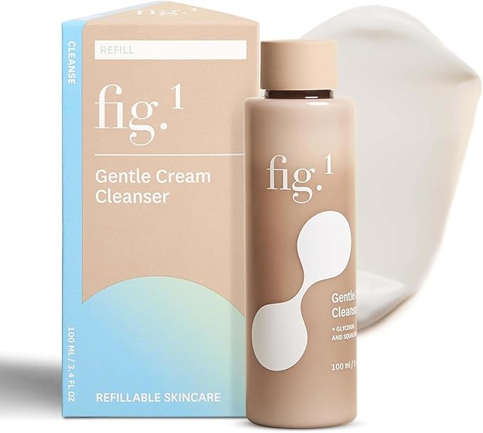 Fig.1 Hydrating Facial Cleanser Refill - Gentle Cream Face Wash for Sensitive Skin - Glycerin & Squalane - Daily Cleanser Face Wash for Women - Facewash Womens Non-Drying Formula - 3.4 oz/100 mL