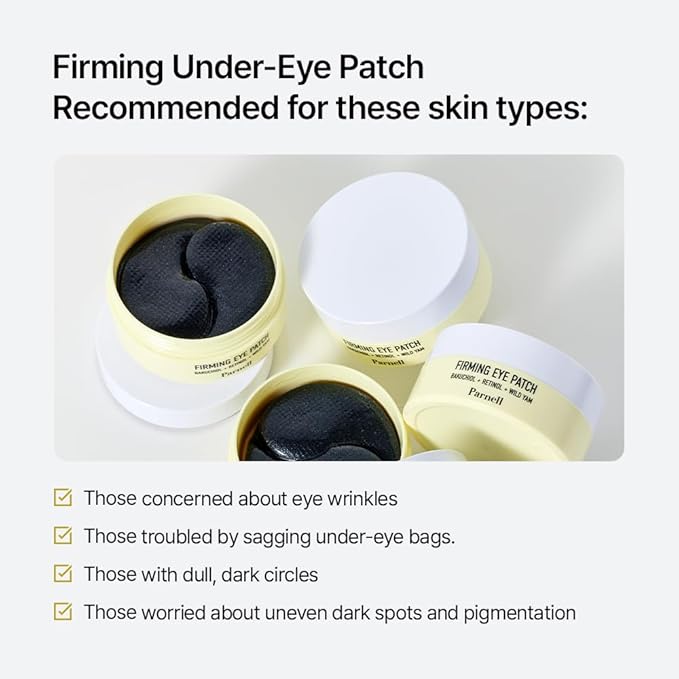 Parnell Bakuchiol Retinol Wild Yam Eye Patch (60ct) | Hydrogel Patches for Wrinkles, Dark Circles & Firming | Cica HA Niacinamide K-Beauty