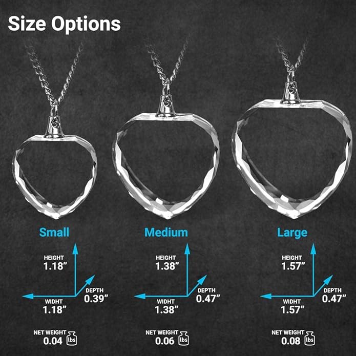 ArtPix 3D Crystal Photo, Personalized Gift Necklace Heart for Women, Wife, Her, Custom Gift for Dad, Father, Great Customized Gifts With Your Own Picture