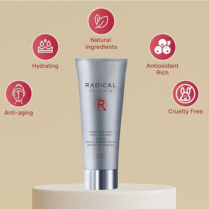 Radical Skincare Hand & Nail Multi Repair Creme - Provide Moisture & Fight Aging | Strengthens Nails & Cuticles | For All Skin Types Including Sensitive Skin | Cruelty & Paraben Free (2.5 oz, 2 Pack)