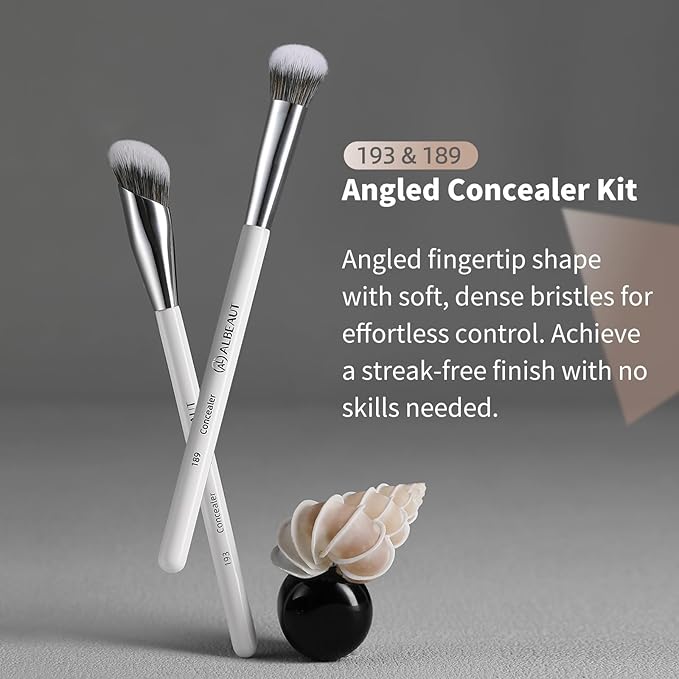 Concealer Makeup Brushes Set, Angled Under Eye Brightening Brushes for Liquid, Cream, Stick Concealer Foundation Nose Contour Eyeshadow Blending (189193)