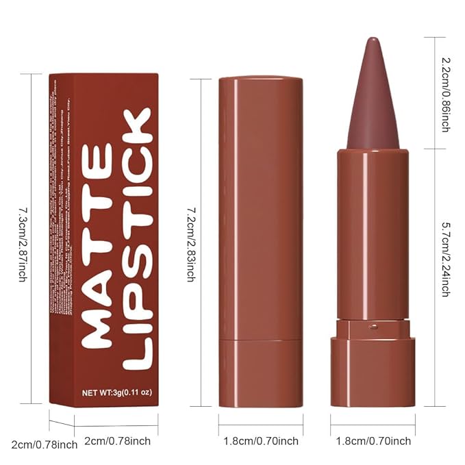 evpct Reddish Brown Gradient Matte Lipstick Lip Liner Crayon Combo Pencil Set for Women Long Lasting Waterproof, Brown Red Matte Cream Lip Liner and Lipstick Combo Makeup Flawless Gradual Ombre Effect
