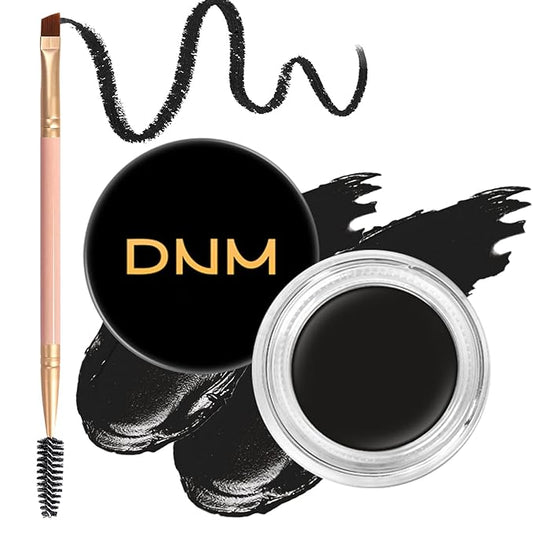 Eyebrow Pomade Kit with Dual-ended Eyebrow Brush, Water and Stain Resistant High Pigment Pomade, Corrects Brow Imperfections for Natural Long-lasting Brow Makeup (11# Black)
