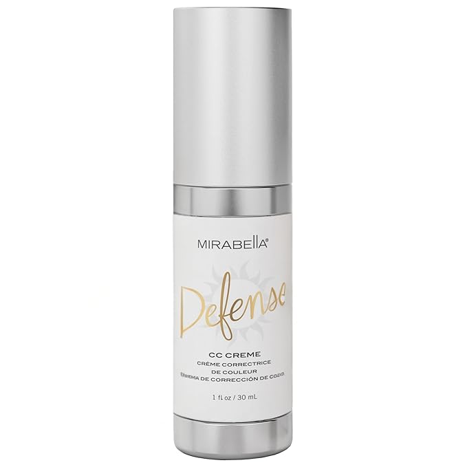 Mirabella Defense CC Creme Full Coverage Foundation with SPF 20, CC Cream Foundation with Sunscreen & Hyaluronic Acid, Oil Control with Salicylic Acid - Dark