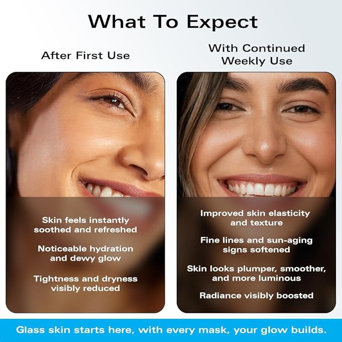 Korean Sheet Mask – Anti Aging Face Mask with NR, Antioxidants & Hydrating Serum – Moisturizing Face Masks Skincare Korean for Glass Skin, Radiance & Sun-Damaged Skin - 5 Mask Count