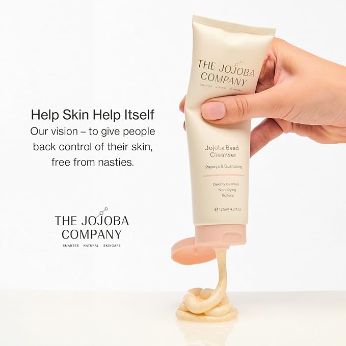 The Jojoba Company Bead Cleanser With Papaya & Quandong - Exfoliating & Hydrating Cream Face Wash - Gentle for Sensitive Skin - Pore Cleansing - For All Skin Types - 125ml