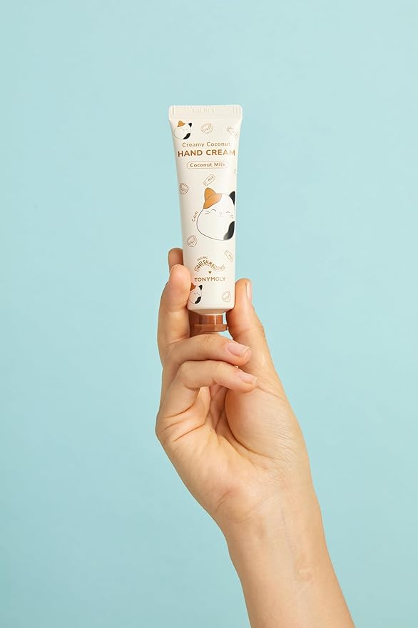 TONYMOLY x Squishmallows Cam the Cat 2-Piece Set – Coconut Milk Hand Cream & Frosted Milk Lip Gloss – Cute Korean Skincare & Beauty Gift for Women & Teens