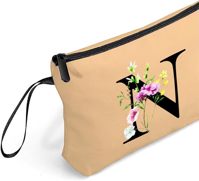 Appreciation Initial Monogram Gifts for Sisters from Sister Employees Team Bride Womens Unique Mom Personalized Makeup Cosmetic Bag with Mirror Mothers Day Christmas Graduation N