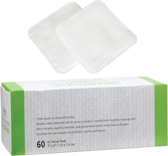ForPro Premium Pure & Simple XL Facial Pads (360-Count), Triple Layered Ultra Soft Disposable Makeup Remover Pads, 100% Vegan & Cruelty-Free, Pack of 6-60 Cotton Squares