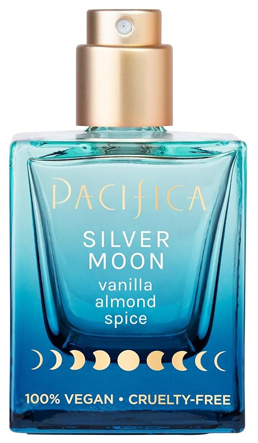 Pacifica Silver Moon Perfume 1oz – Long-Lasting Warm Vanilla & Almond Clean Fragrance for Women Vegan, Cruelty-Free, Essential Oils, Non Toxic