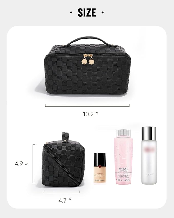 EACHY Travel Makeup Bag,Large Capacity Cosmetic Bags for Women,Waterproof Portable Pouch Open Flat Toiletry Bag Pattern Makeup Bag