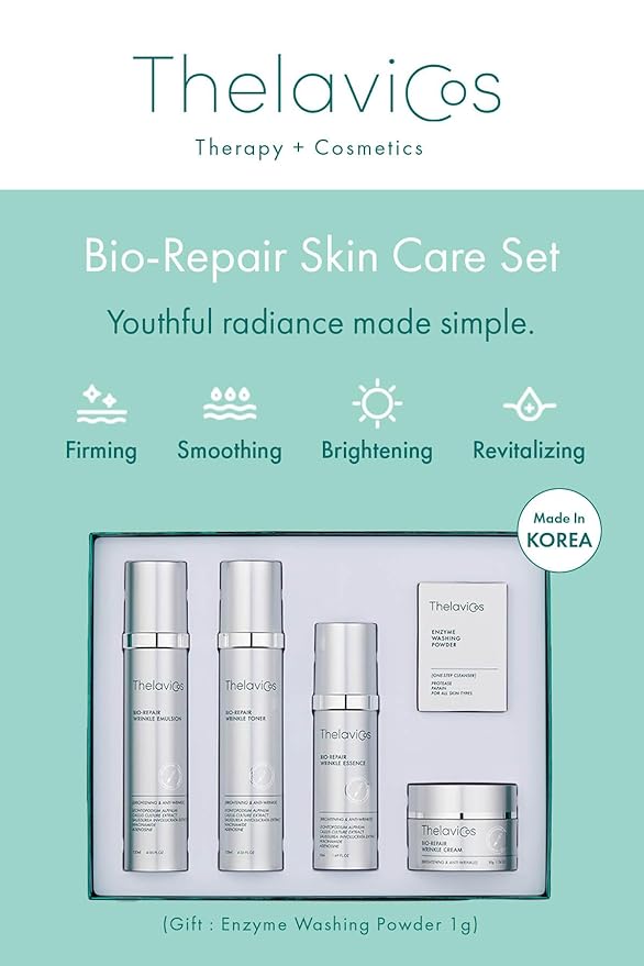 Bio Repair Wrinkle Skin Care Set (4 Pieces) – K-Beauty Renewing Nightly Treatment for Sensitive Skin | Includes Toner 120ml, Emulsion 120ml, Essence 50ml, Cream 50g