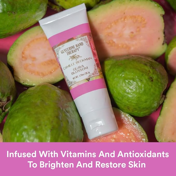 Camille Beckman Glycerine Hand Therapy Cream, Guava Blossom, Ultra Moisturizing Hand Cream for Dry, Cracked Hands, Non-Greasy, Paraben-Free, Made in USA, 1.35 Ounce