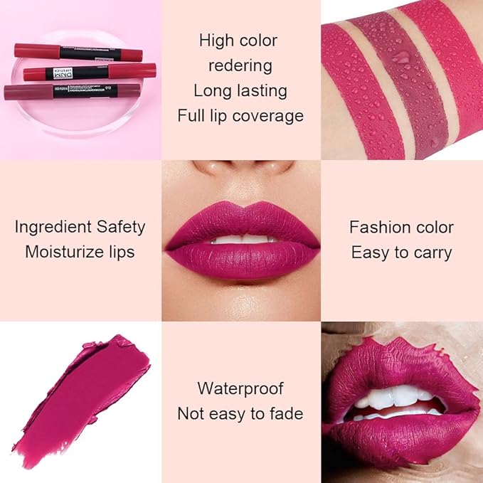 BINGBRUSH Smooth Longwear Lipstick Pack Set, Matte Color Stick Ultimate Lip Crayon for Makeup Collection - Waterproof Velvet Lipgloss Lip Stain (14#)