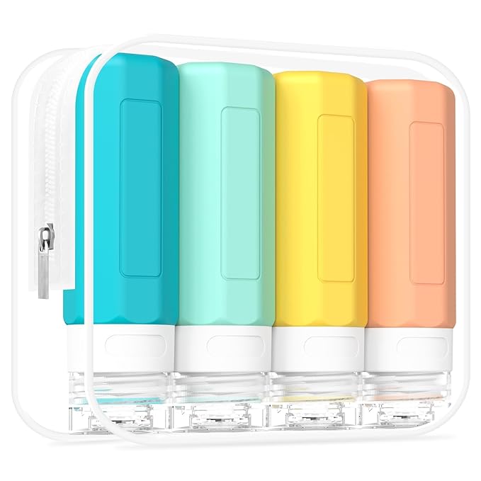 Redfly Travel Bottles for Toiletries, 3oz Tsa Approved Travel Size Containers, BPA Free Leak Proof Squeezable Containers for Toiletries, Silicone Refillable Essentials for Shampoo Conditioner Colorful