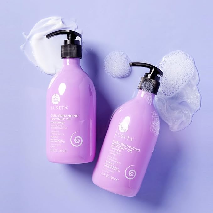 Luseta Curly Hair Shampoo & Conditioner Set with Coconut Oil, Unlimited Bounce and Definition for wavy and Coily hair, Reduce Frizz and Repair Dry Hair, for All Curl Types Sulfate Free 16.9Fl oz × 2