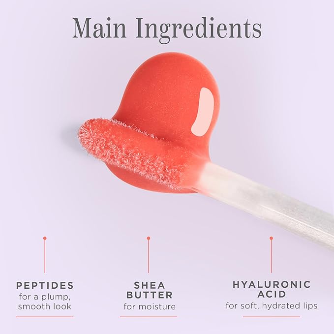 Côte Beauty's Peptide Lip Shine in Branson, Ultra Hydrating & Long-Lasting Coral Plumping Lip Gloss for Women with Hyaluronic Acid, Shea Butter & Jojoba Oil, Vegan & Cruelty-Free, 0.12 Fl Oz