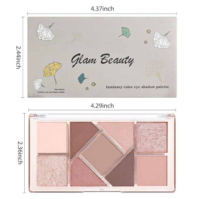 AMY'S DIARY Matte taupe Shimmer Eye Shadow Palette Makeup,Eyeshadow Long Lasting Waterproof Cruelty-Free, 9 Blendable Shades in Smooth Matte and Shimmer Finishes with Gorgeous Pearls for woman