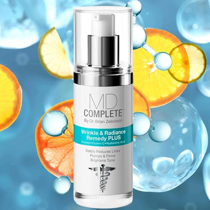 MD Complete Wrinkle Retinol Duo| Professional Dermatologist Skincare Includes Wrinkle & Radiance Remedy PLUS 1.0 fl oz and Retinol Vitamin C Concentrate with Retinol and Vitamin C 0.5 fl oz Set of Two