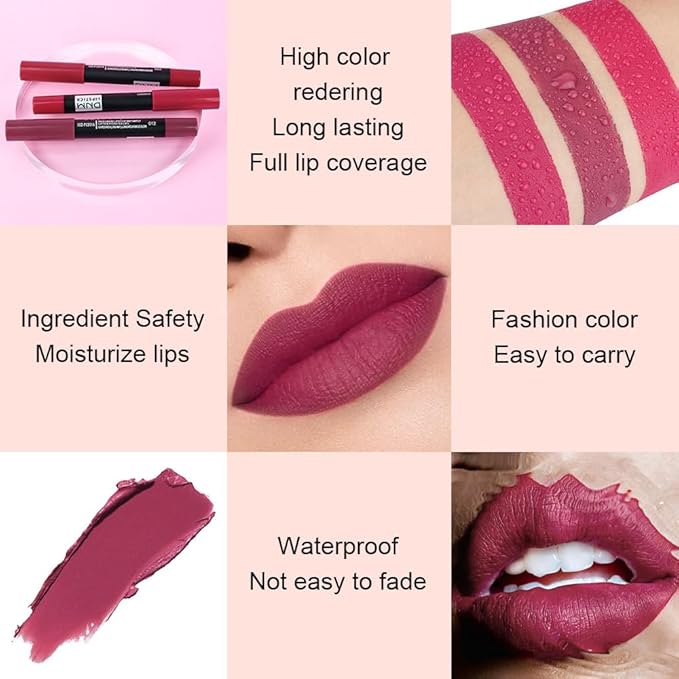 BINGBRUSH Smooth Longwear Lipstick Pack Set, Matte Color Stick Ultimate Lip Crayon for Makeup Collection - Waterproof Velvet Lipgloss Lip Stain (12#)