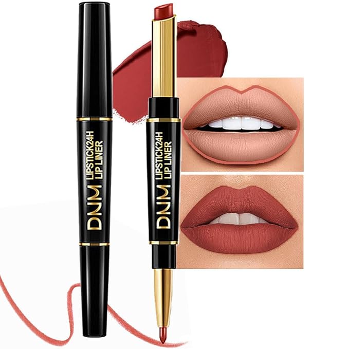 evpct 1Pcs Light Brown Lip Liner and Lipstick Set Kit for Women Matte Lips Kit with Lip Liner Lip Stains Long Lasting Waterproof 24 Hour Lipstick and Lip Liners Combo Lipliners Pencil Set 10#