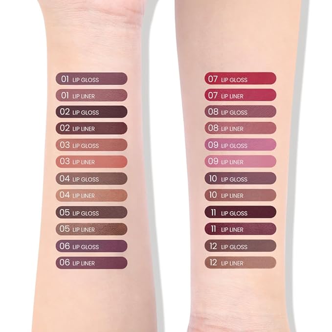 AMY'S DIARY 2pcs Matte Red Lip Liner & Lipstick Makeup Set, Liquid Lipstick 24H and Lip Liner Set Matt Liquid Lips Make Up Waterproof Long Lasting (07#, 2 Pcs Set)