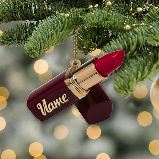 Personalized Name Lipstick Shape Flat Ornament for Girl Makeup Artist - Christmas Ornament Makeup Stylist 1