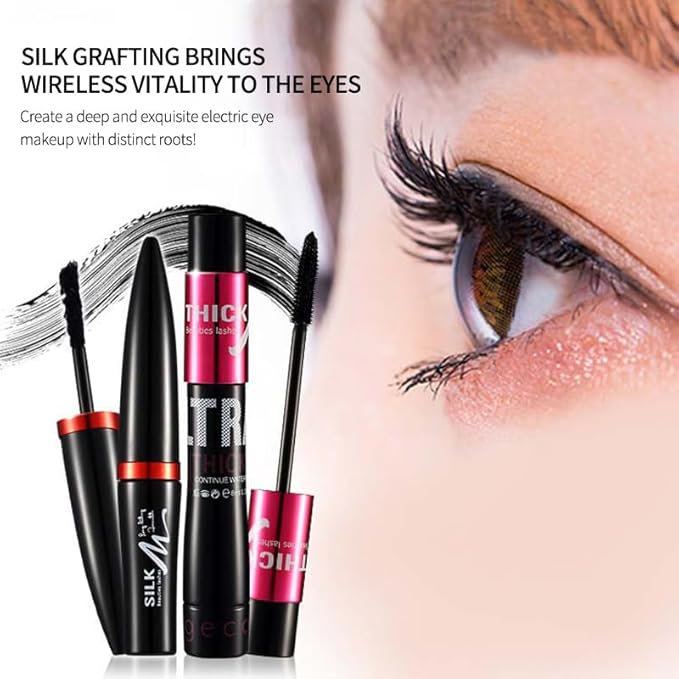 Gecom Black Lash Extending & Volumizing Mascara Set - Black Mascara for Instant Length, Volume & Curl - Waterproof, Smudge-Proof & Up To 18H Wear