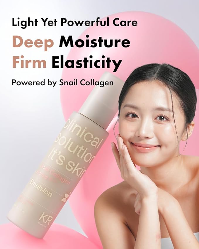 It'S SKIN Snail Collagen Active Emulsion 4.05 Fl Oz, lightweight hydrating & firming lotion with snail mucin, dual collagen, and chestnut extract for pore care and smooth skin, Korean Skincare
