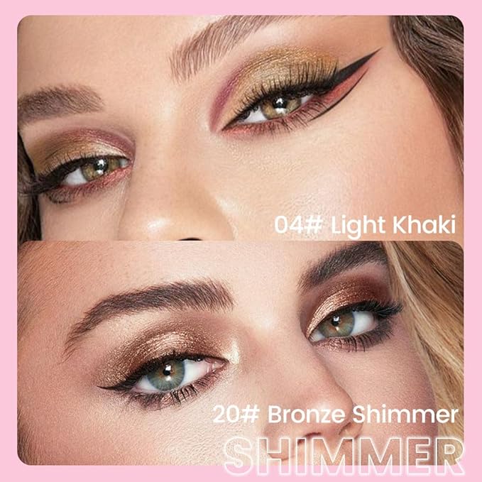 evpct 2Pcs Cream Eye Shadow Brightener Sticks Set for Eyes Waterproof, Light Khaki & Bronze Shimmer Cream Eyeshadow Applicator Stick Long Lasting Pigmented Eye Makeup sombras en crema para ojos 4+20