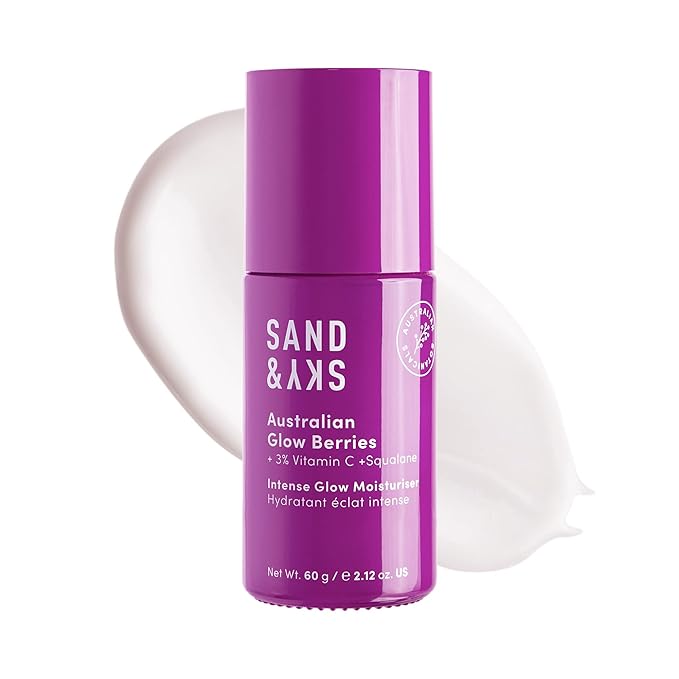 Sand & Sky Australian Glow Berries Brightening Moisturizer with Vitamin C & Squalane - Glow-Boosting Face Cream, Anti-Aging Formula, For Dull Skin