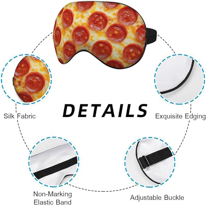Silk Cheese Pizza Sleep Mask with Adjustable Strap for Travel, Office, Gift