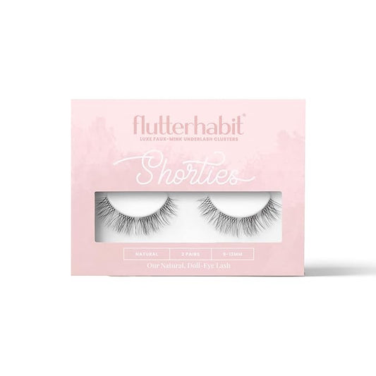 FlutterHabit The Shorties Lashes, 2 Sets of Eyelashes, DIY Natural Lash Extensions, Up to 10 Day Lash Wear, Salon Quality Cluster Eyelashes for a Natural Look, No Glue Included