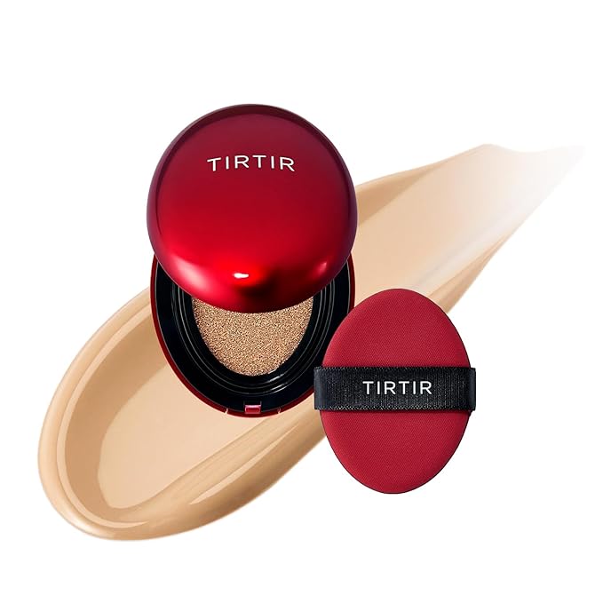 [*Mini Size*] TIRTIR Mask Fit Red Cushion Foundation | Full coverage, Weightless, Skin fit, Satin Glow Finish, Korean Makeup, beauty, Tattoo cover up, Buildable (#27N Camel, 0.15 Fl Oz)