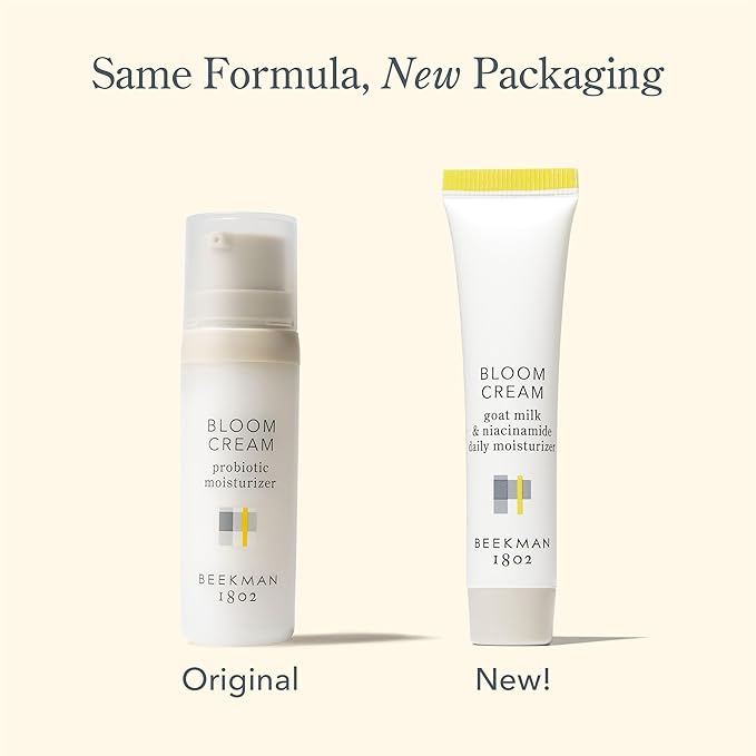 Beekman 1802 Bloom Cream Goat Milk Face Moisturizer, 15mL - Lightweight, Gentle, Deeply Hydrating & Nourishes Skin Barrier - All Skin Types - Cruelty Free - Packaging May Vary