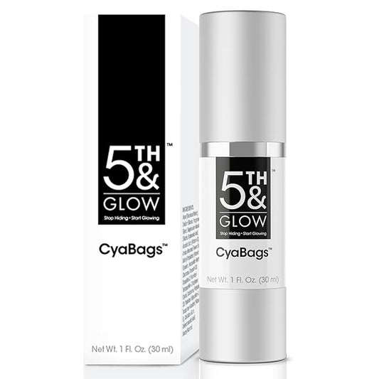 5th & Glow Cyabags - Instant Under Eye Bag Remover Serum For Dark Circles & Puffy Eyes Reduction - Hyaluronic Acid & Vitamin C Cream for Fine Lines, Wrinkles & Crowsfeet, 1 oz