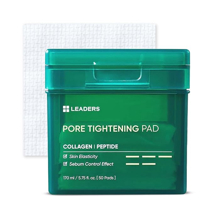 LEADERS Pore Tightening Toner Pad - Triple-Action Pore Improvement Skin Elasticity| Vegan-Certified | Clinically Proven Efficacy | Korean Skincare 50 Pads x 170ml