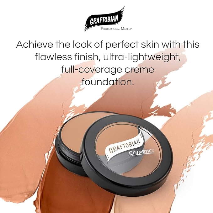 Graftobian HD Glamour Crème Foundation 1/2oz, Weightless Full Coverage Makeup, 65 Inclusive Shades, For All Skin Types, Natural or Full-Glam Looks, For Professionals and Beginners (Pale Blossom)