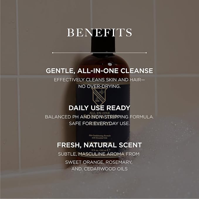 Caswell-Massey Heritage All-in-1 Body Wash, Use as a Face Wash, Beard Wash, Shampoo, Body Wash & Shave Gel, Signature Heritage Soap for Men, 12 Fl Oz Made in USA